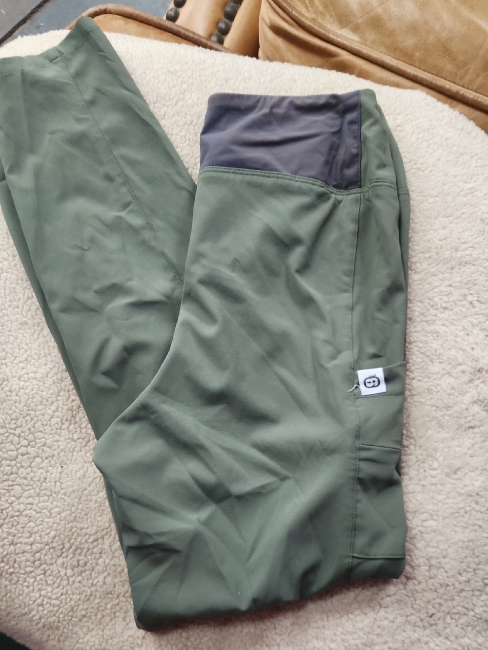WonderWink Olive Green Scrub Bottoms with Charcoal Details